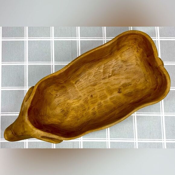 Pig Bowl Resin that Looks Like Wooden Hand Carved Unique Farmhouse Decor Vessel - Picture 5 of 9